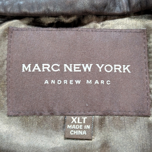Marc New York Brown Leather Zip Up Jacket XLT - Picture 8 of 11